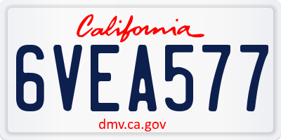 CA license plate 6VEA577