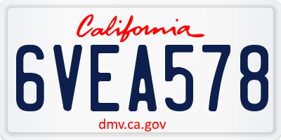 CA license plate 6VEA578