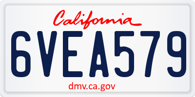 CA license plate 6VEA579