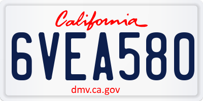 CA license plate 6VEA580