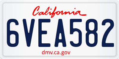 CA license plate 6VEA582