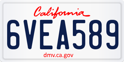 CA license plate 6VEA589