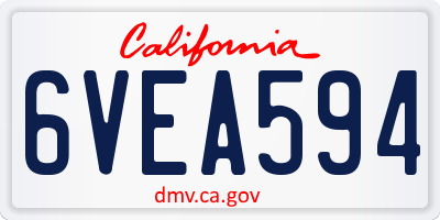 CA license plate 6VEA594