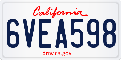 CA license plate 6VEA598