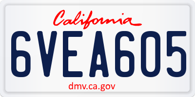 CA license plate 6VEA605