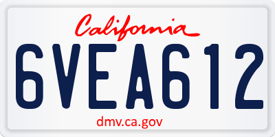 CA license plate 6VEA612