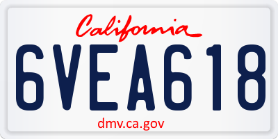 CA license plate 6VEA618