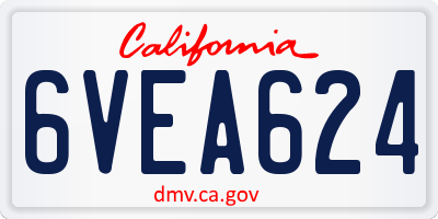 CA license plate 6VEA624