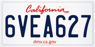 CA license plate 6VEA627