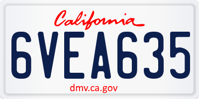 CA license plate 6VEA635