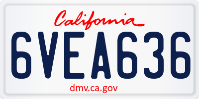 CA license plate 6VEA636