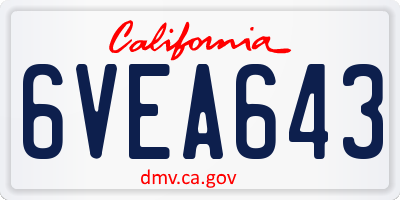 CA license plate 6VEA643