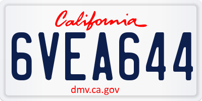 CA license plate 6VEA644