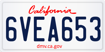 CA license plate 6VEA653