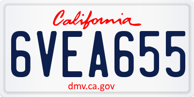 CA license plate 6VEA655