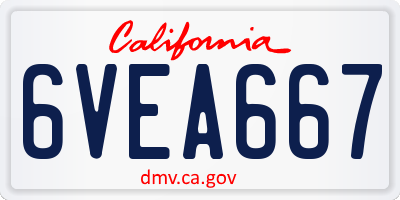 CA license plate 6VEA667