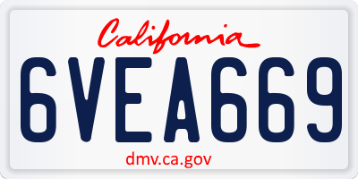 CA license plate 6VEA669