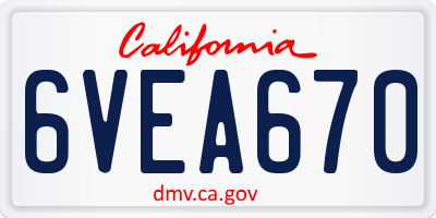 CA license plate 6VEA670