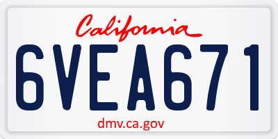 CA license plate 6VEA671