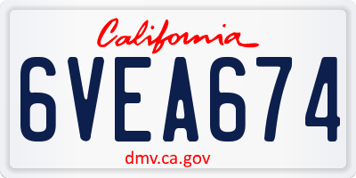CA license plate 6VEA674