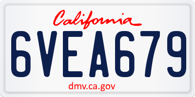 CA license plate 6VEA679