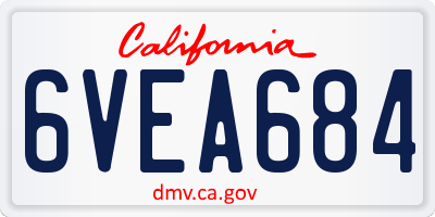 CA license plate 6VEA684