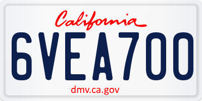 CA license plate 6VEA700
