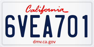 CA license plate 6VEA701