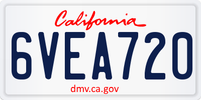 CA license plate 6VEA720