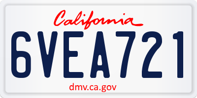 CA license plate 6VEA721