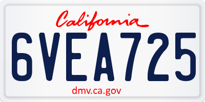 CA license plate 6VEA725