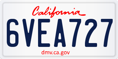 CA license plate 6VEA727