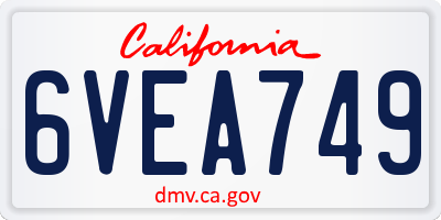 CA license plate 6VEA749
