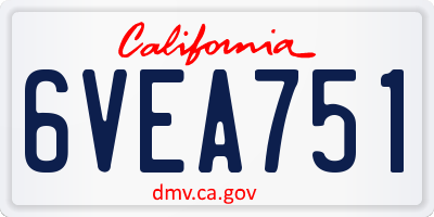 CA license plate 6VEA751
