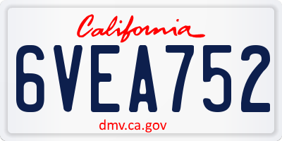 CA license plate 6VEA752