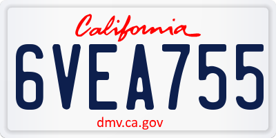 CA license plate 6VEA755