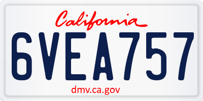 CA license plate 6VEA757