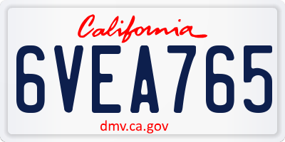CA license plate 6VEA765