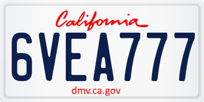 CA license plate 6VEA777