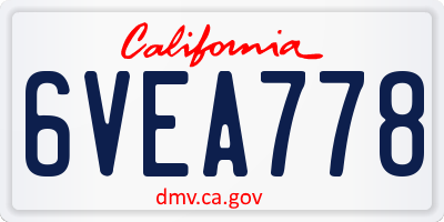 CA license plate 6VEA778