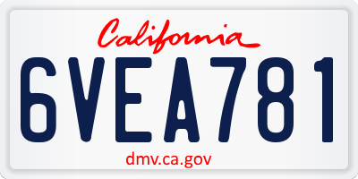CA license plate 6VEA781