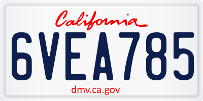 CA license plate 6VEA785