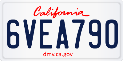 CA license plate 6VEA790