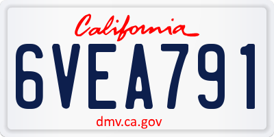 CA license plate 6VEA791