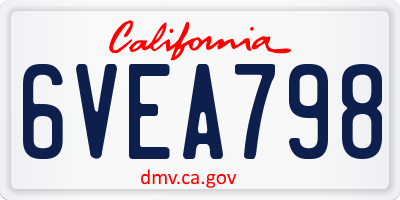 CA license plate 6VEA798