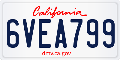 CA license plate 6VEA799