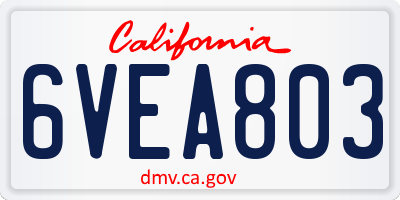 CA license plate 6VEA803