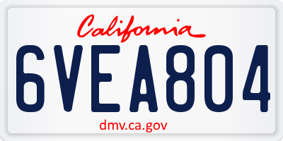 CA license plate 6VEA804