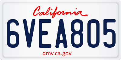 CA license plate 6VEA805