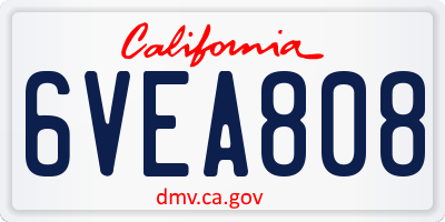 CA license plate 6VEA808